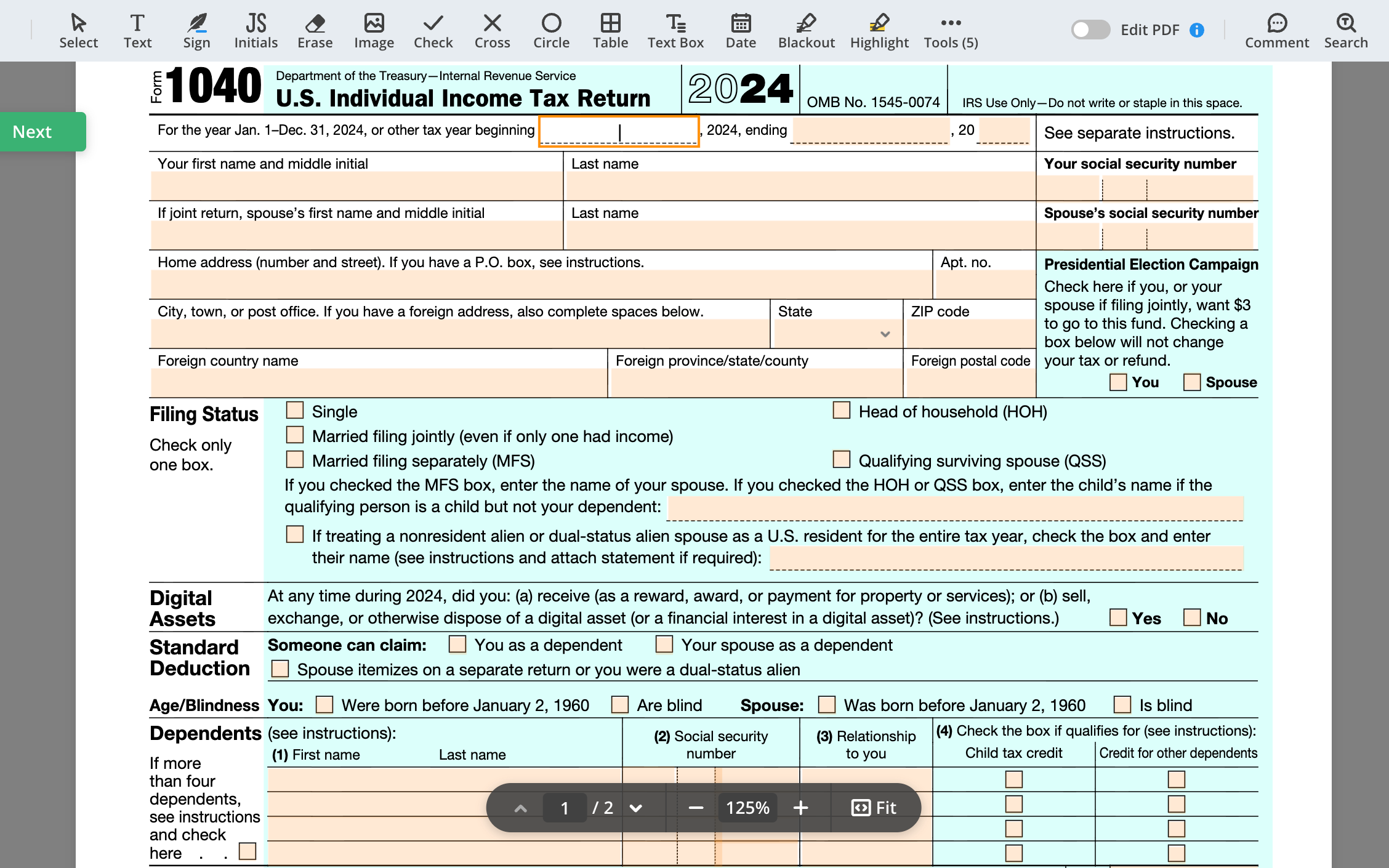 Form 1040 Tax Return Guides PdfFiller Blog