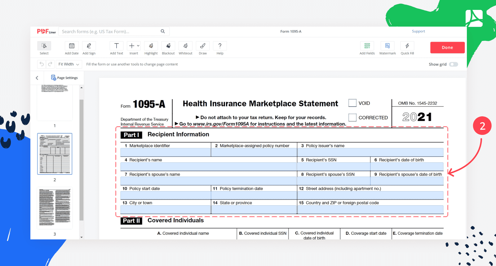 printable 1095 a form