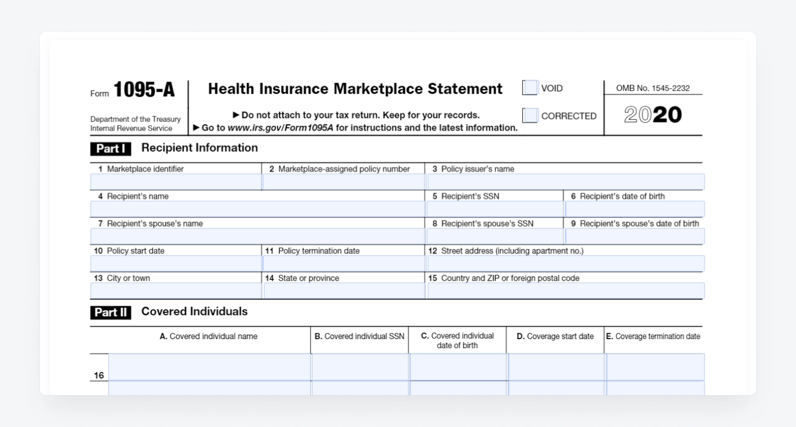 Form 1095 A Printable Study Planner