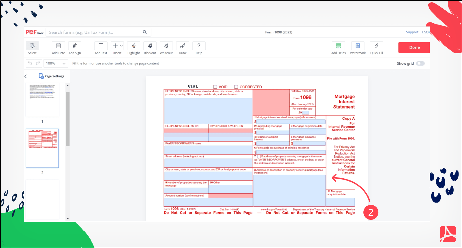irs form 1098 for 2023 printable