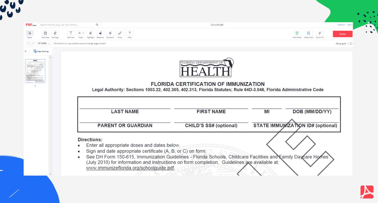 Form DH 680 Printable Form DH 680 Blank Sign Forms Online PDFliner