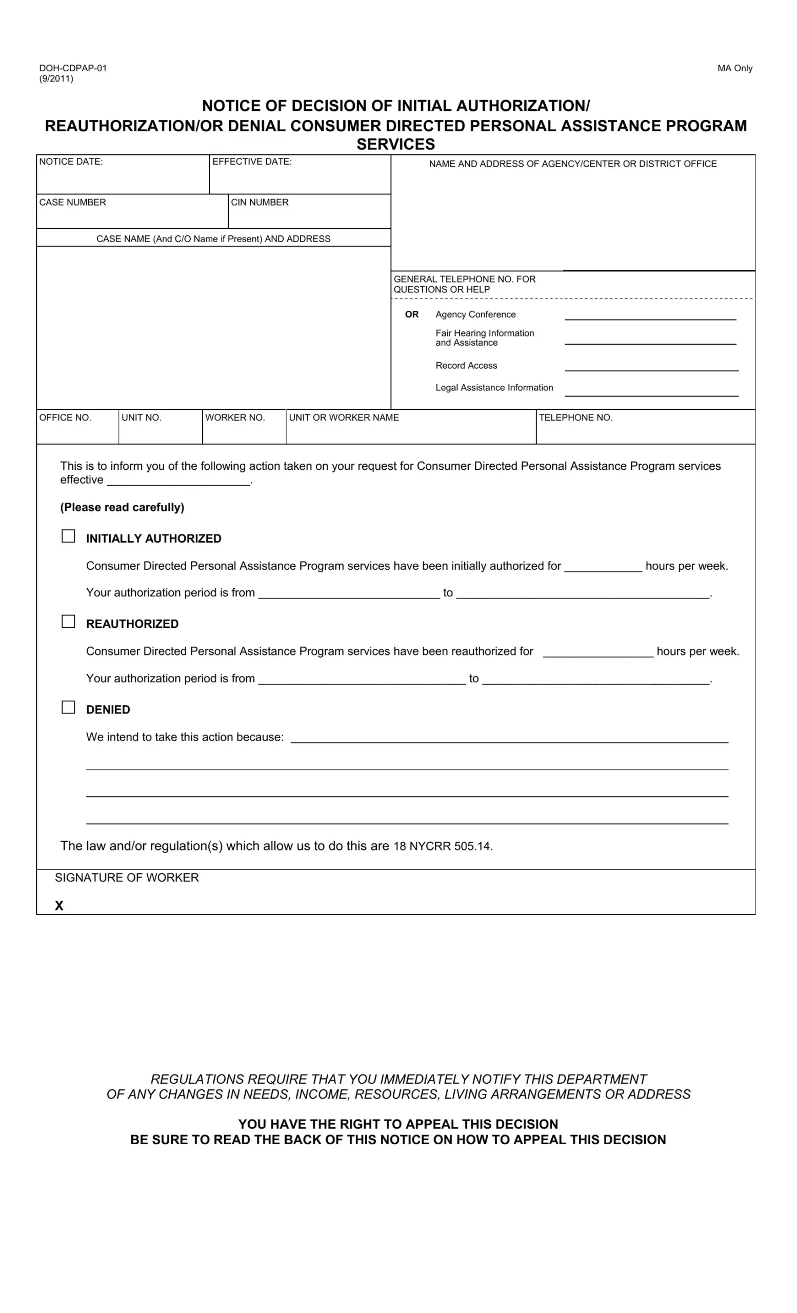 Form Doh Cdpap 01 Fill Out Printable PDF Forms Online