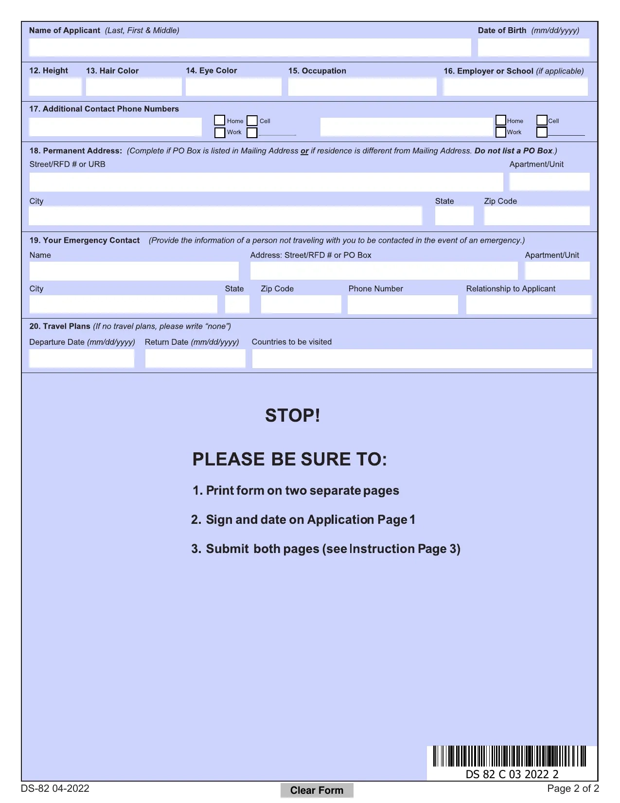 Form DS 82 Fill Sign Online Download Print No Signup