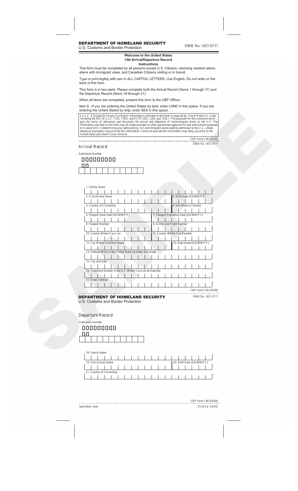 Form I 94 Fill Out Sign Online And Download Printable PDF Templateroller