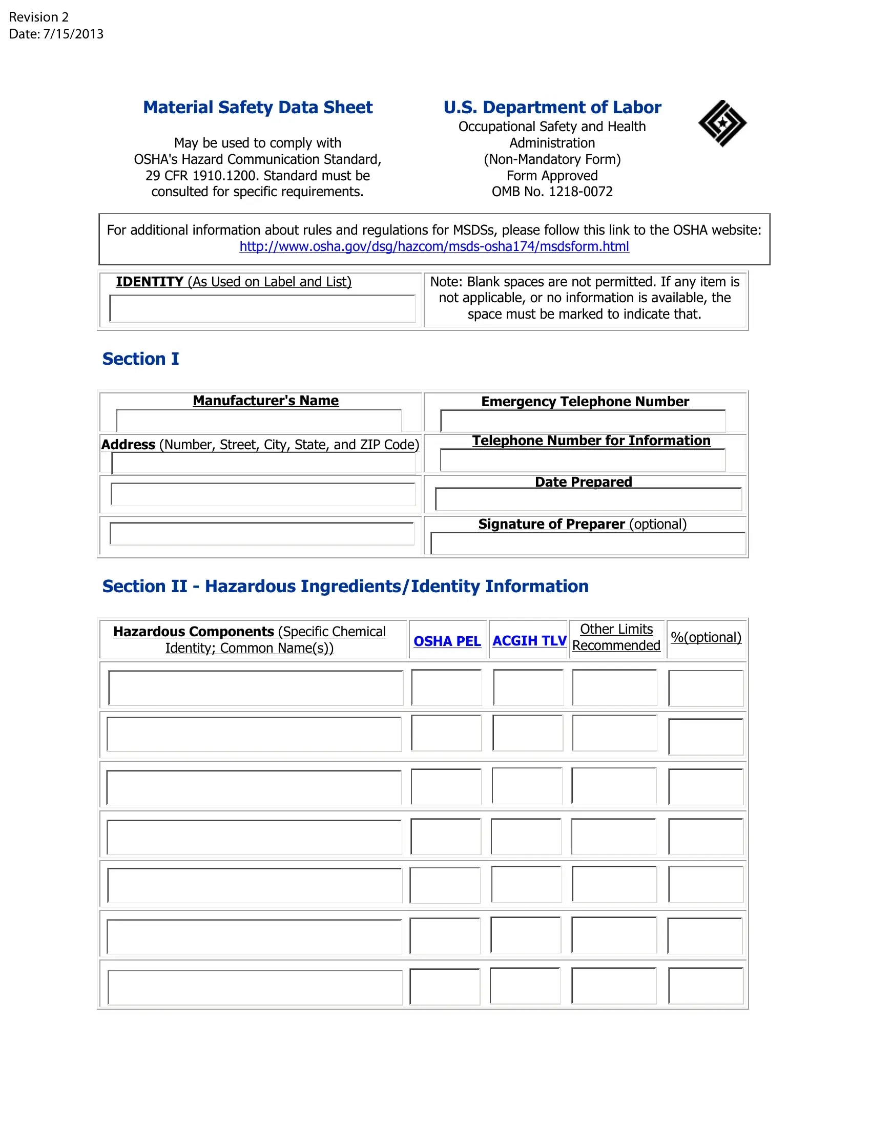 Form Osha 174 Fill Out Printable PDF Forms Online