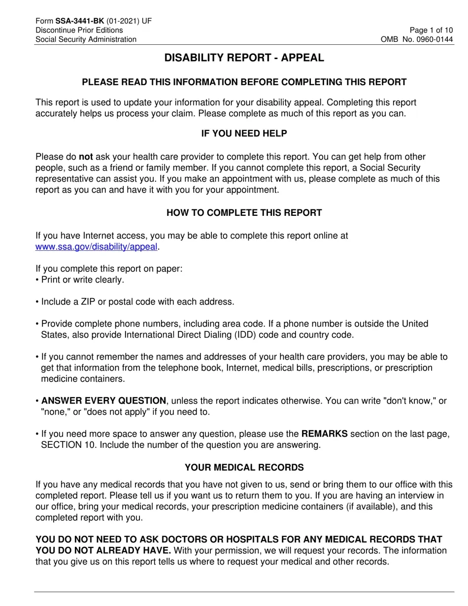 printable form ssa 11 bk