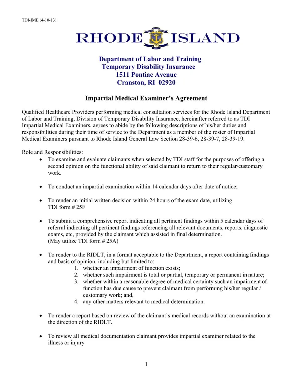 Form TDI IME Fill Out Sign Online And Download Fillable PDF Rhode Island Templateroller