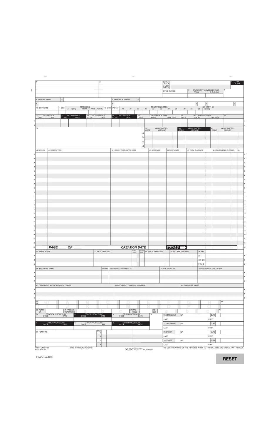 Form UB 04 CMS1450 Fill Out Sign Online And Download Fillable PDF Templateroller