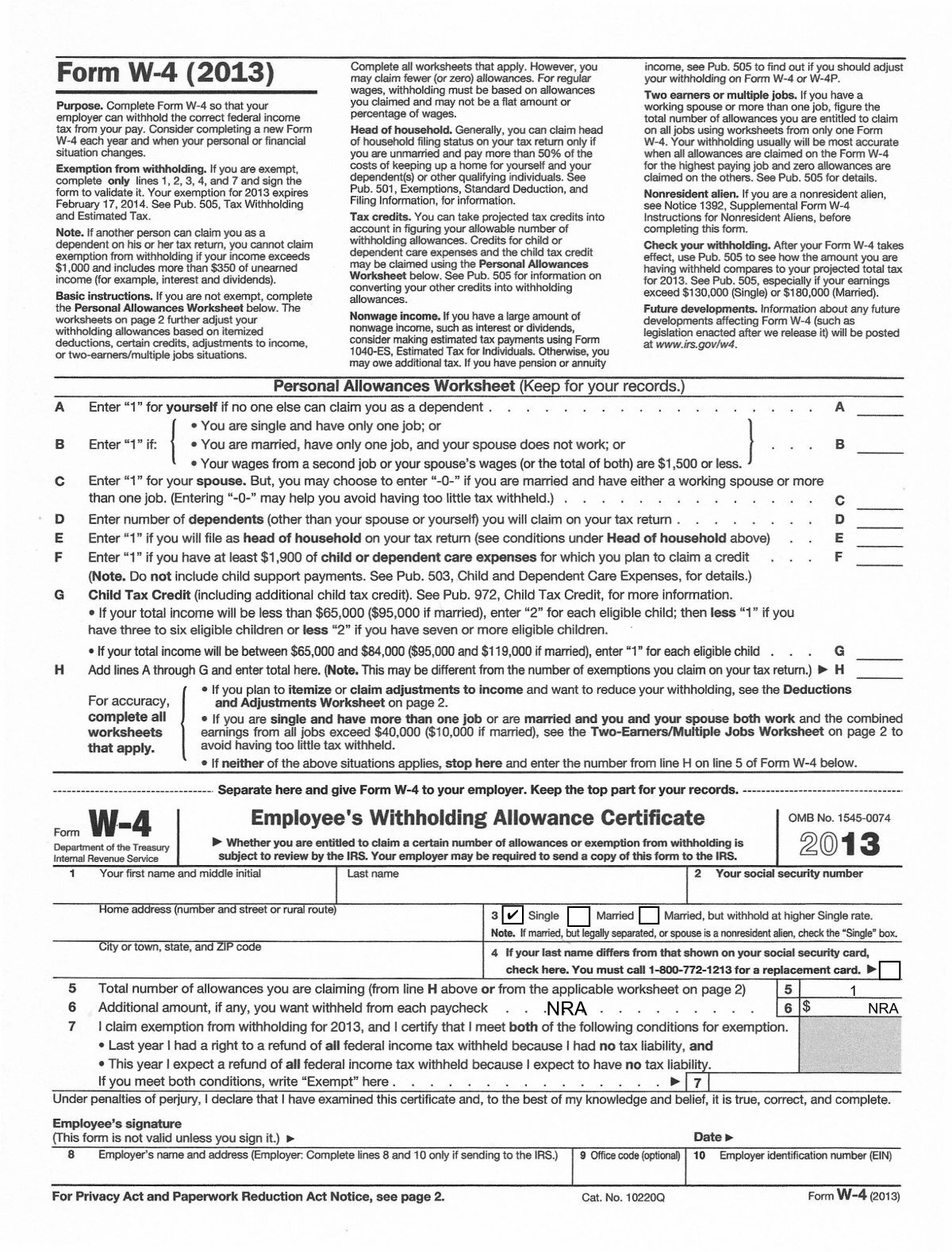 Form W 4