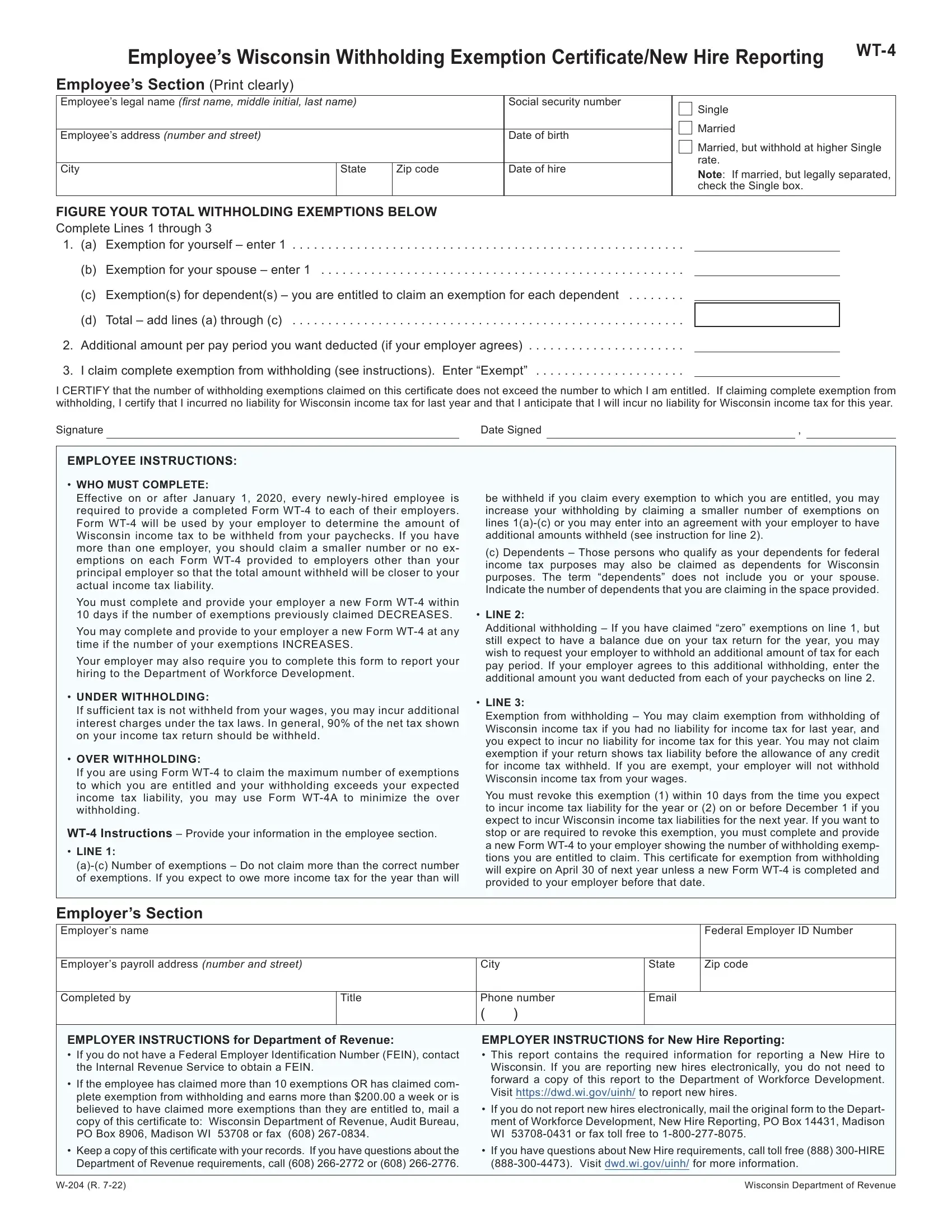 Form Wt 4 Fill Out Printable PDF Forms Online