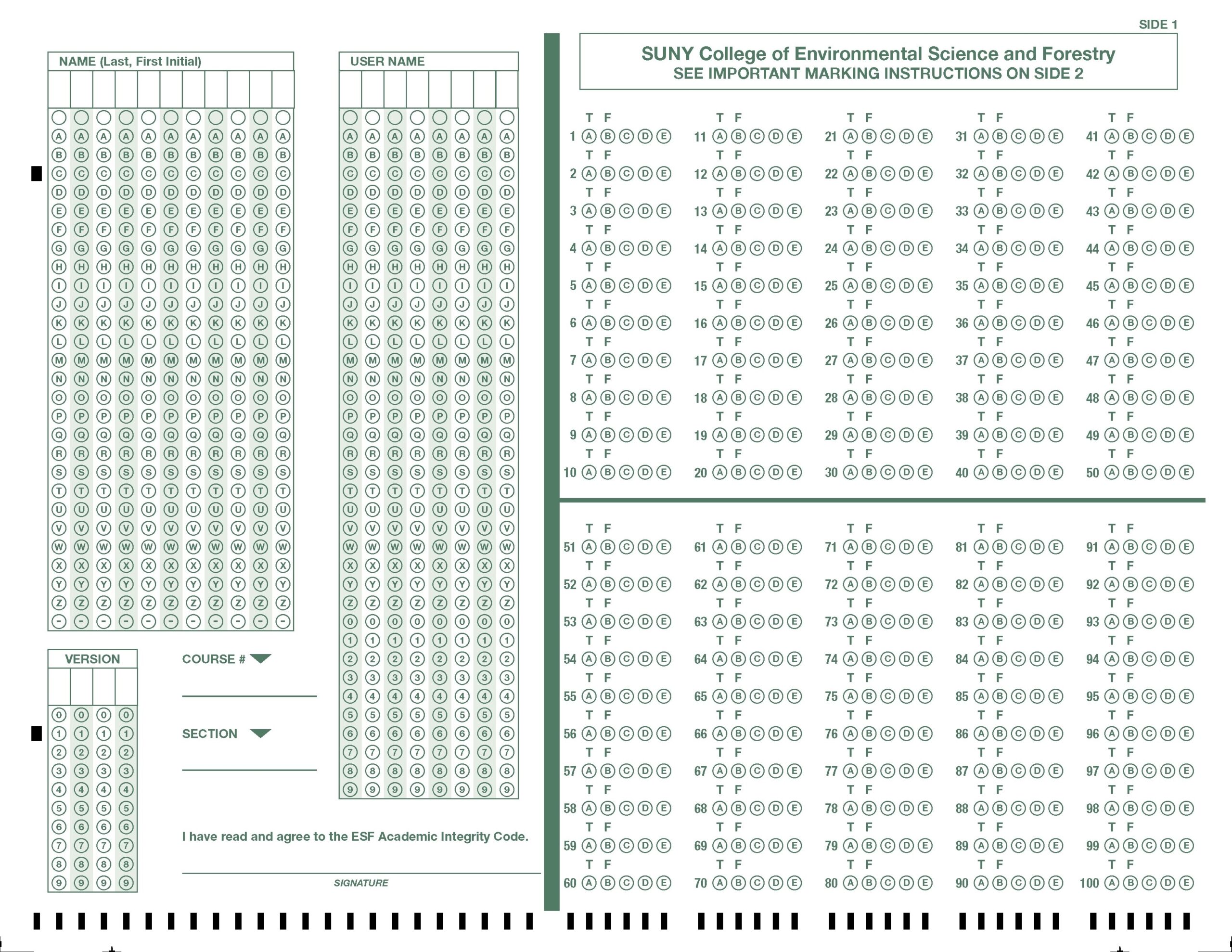 Forms Scantron Research Guides At SUNY College Of Environmental Science Forestry