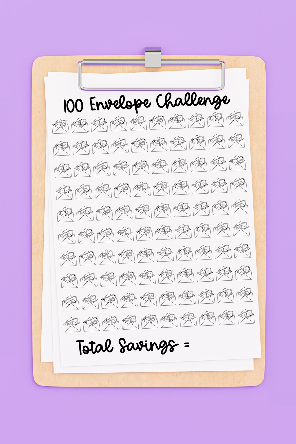 100 envelope challenge printable