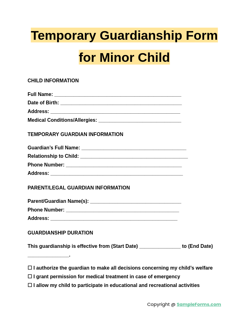 printable legal guardianship forms pdf