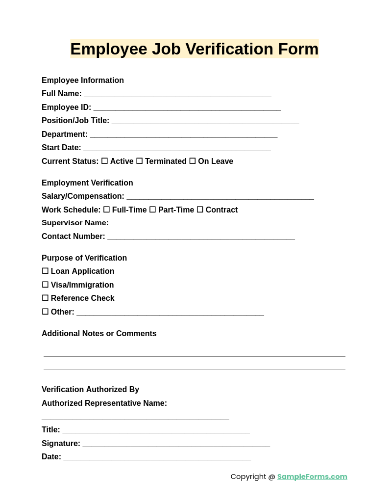 FREE 15 Employee Verification Form Samples PDF MS Word Google Docs