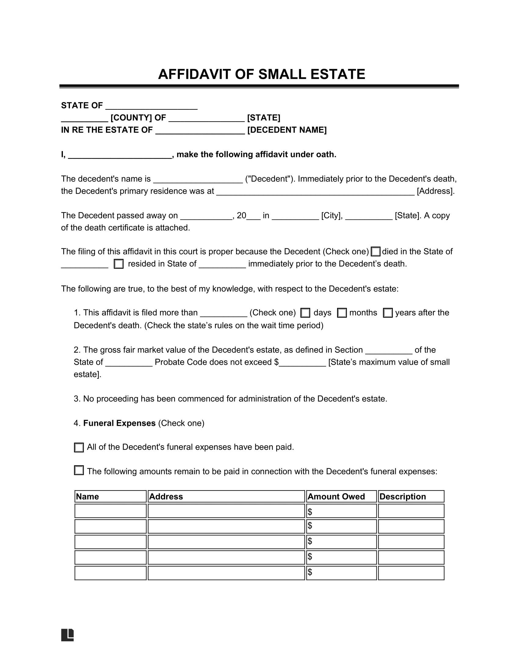 printable affidavit form