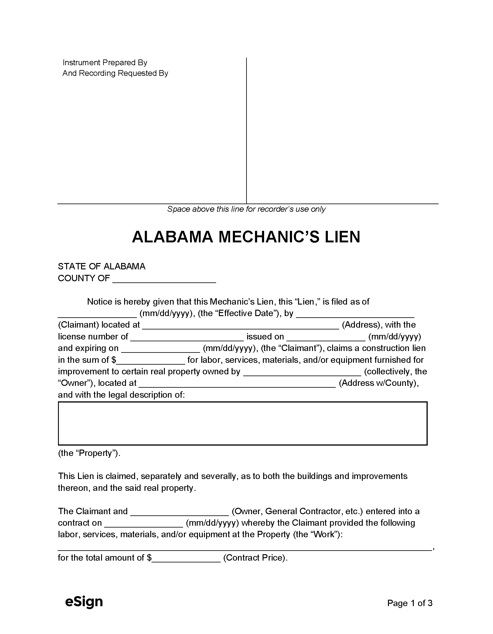 printable lien form