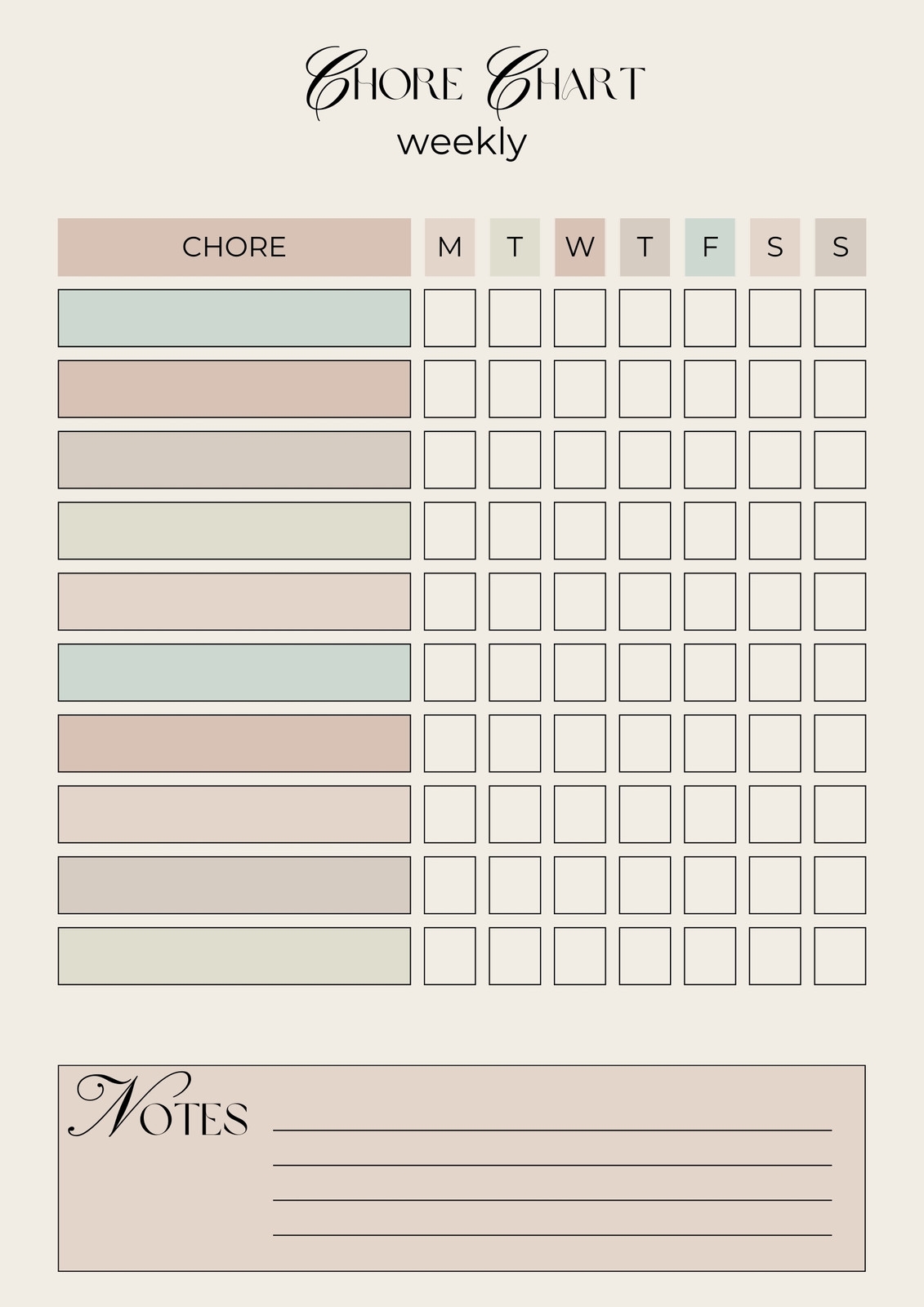 Free And Customizable Chore Templates