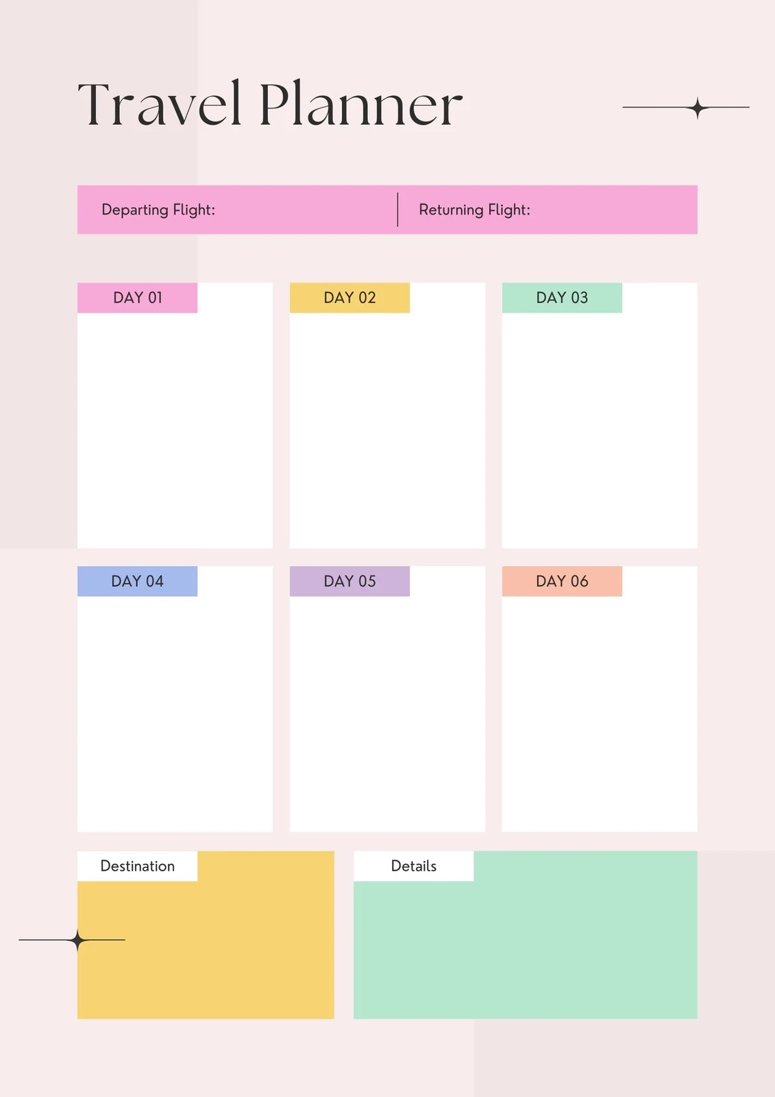 blank trip itinerary template