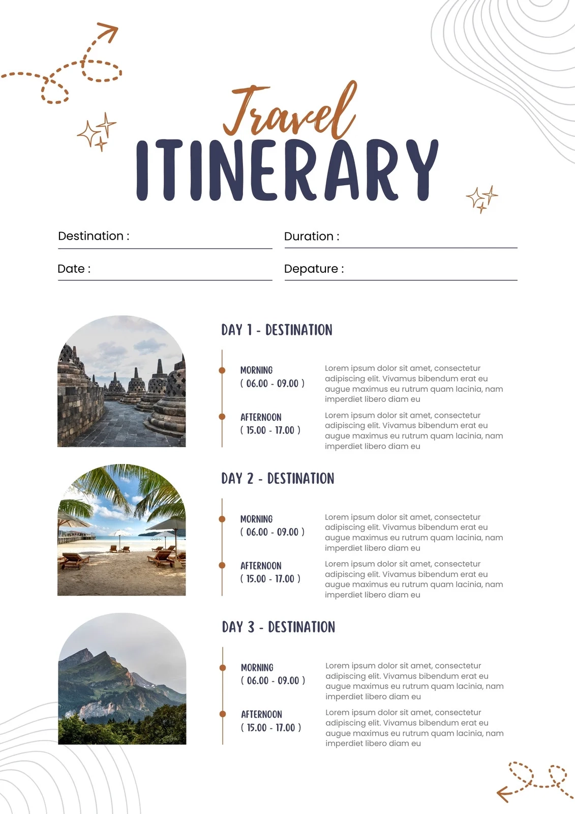 Free And Customizable Itinerary Templates Canva