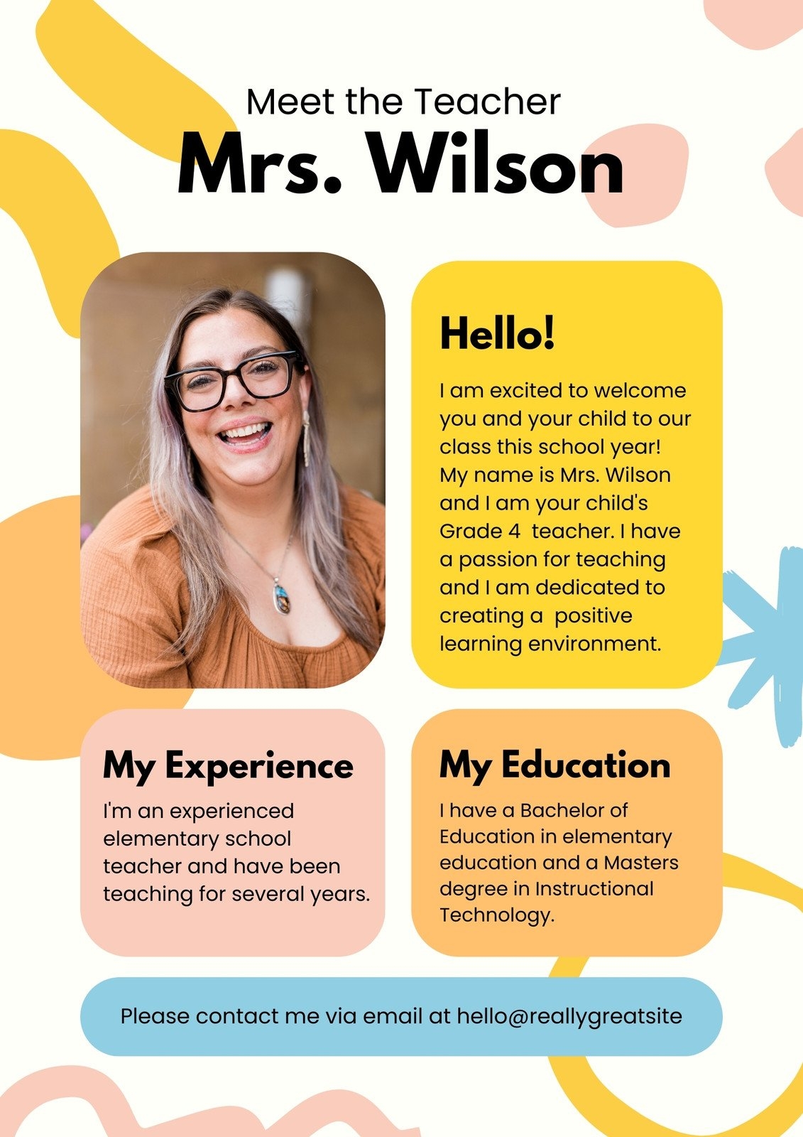meet the teacher free template