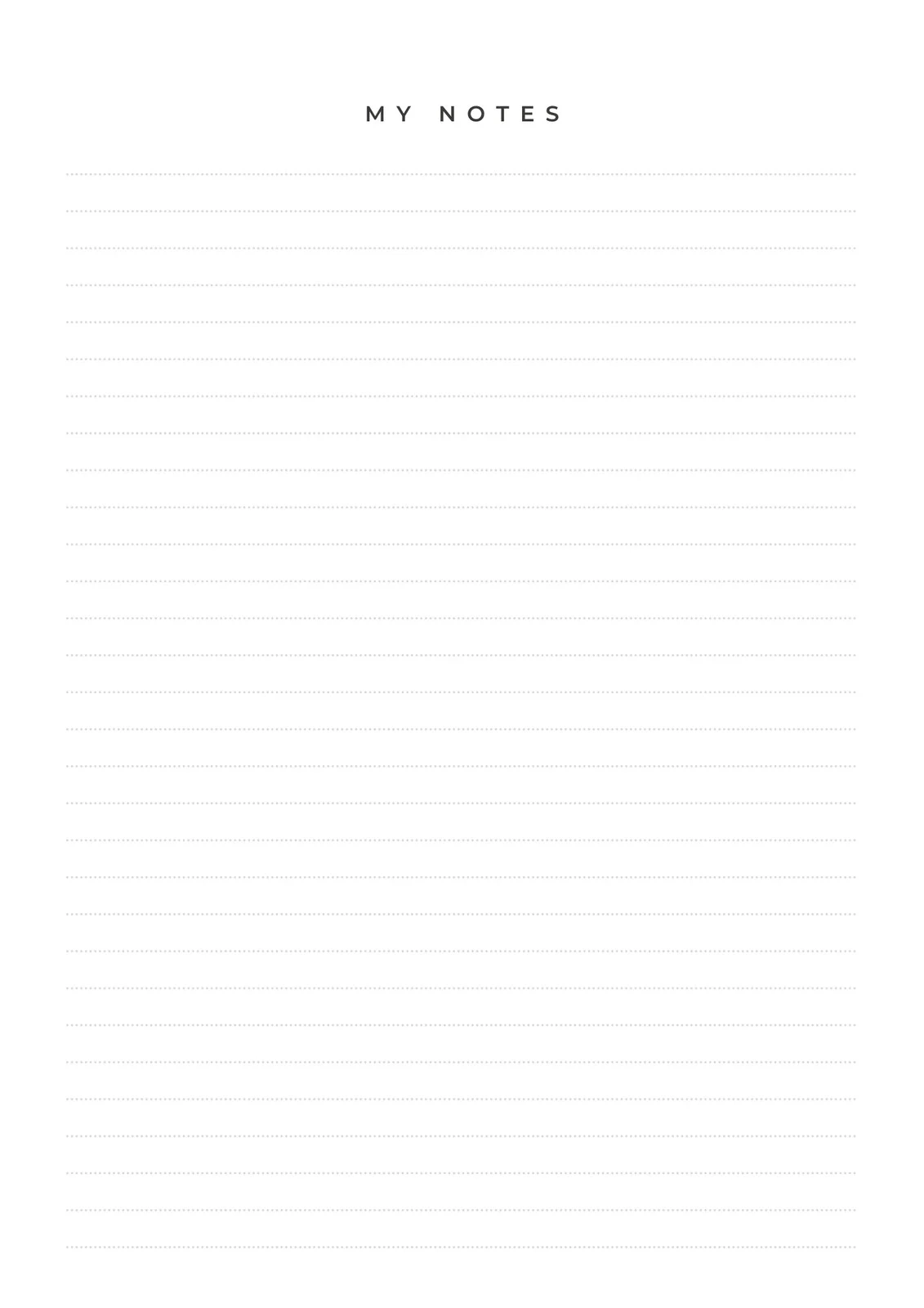 free printable notes page