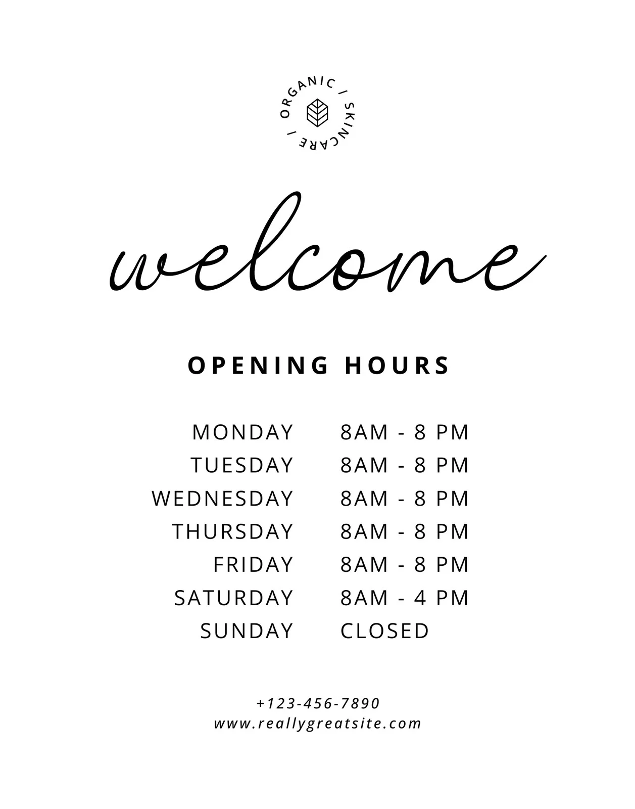 business hours sign template free