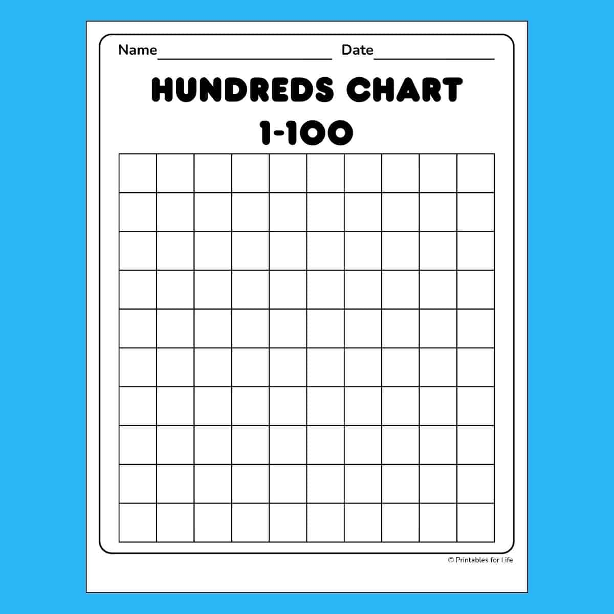 pdf printable hundreds chart