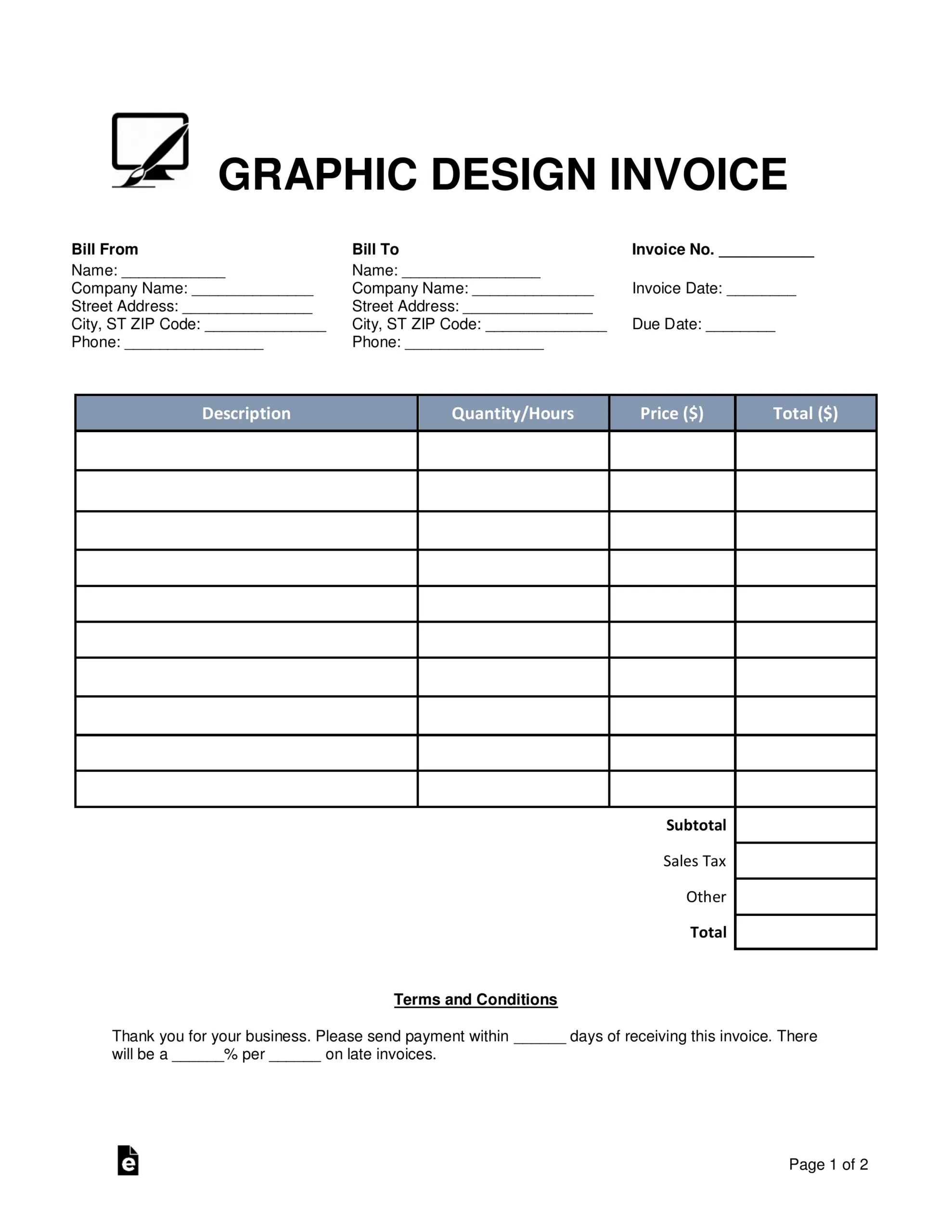 printable invoice forms for free