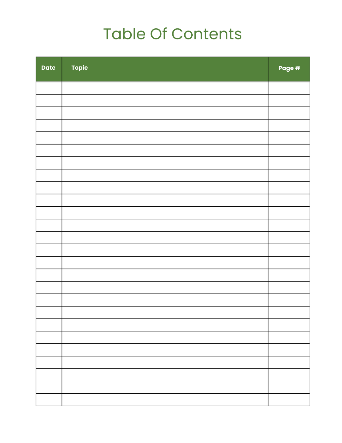 Free Blank Table Of Contents Template To Edit Online