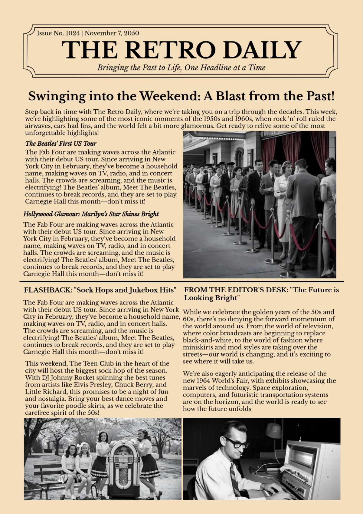 old timey newspaper template