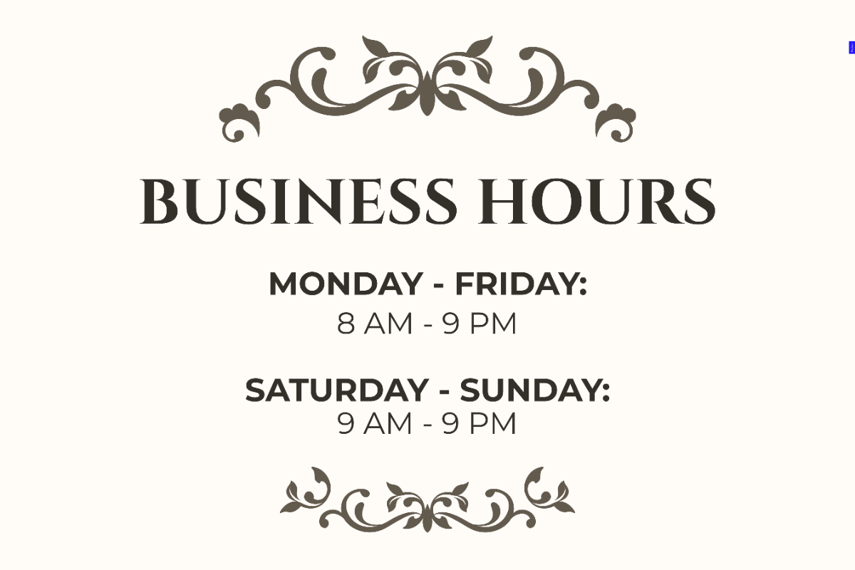 Free Business Hours Sign Template To Edit Online
