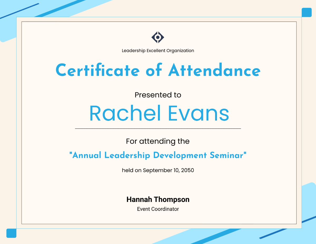 Free Certificate Of Attendance Template To Edit Online