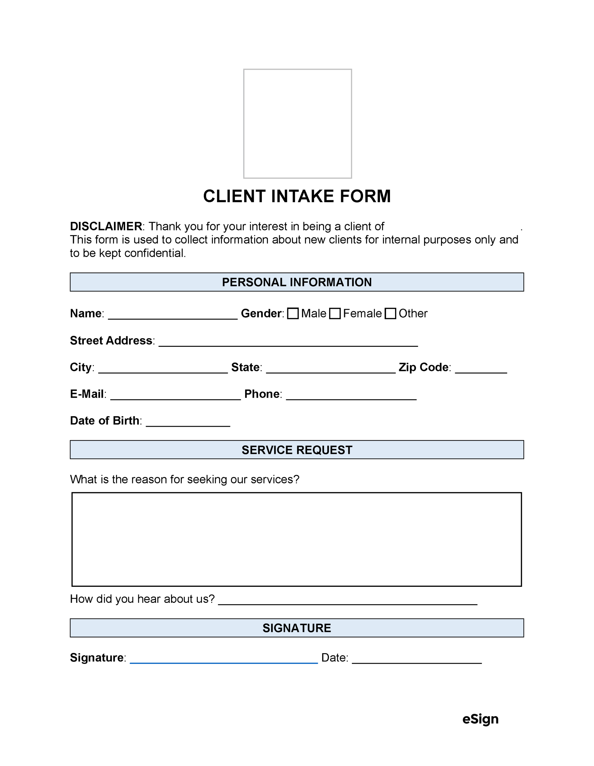 Free Client Intake Forms 35 PDF Word