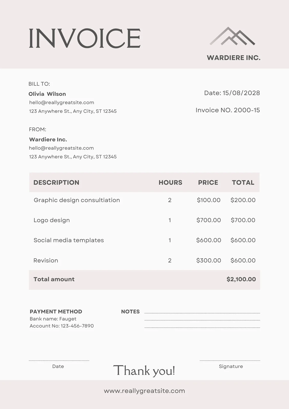 Free Custom Printable Consulting Invoice Templates Canva