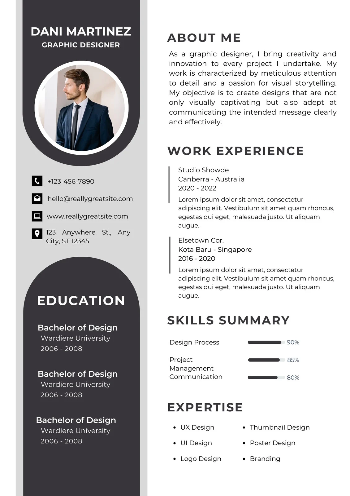 Free Custom Printable Graphic Design Resume Templates Canva