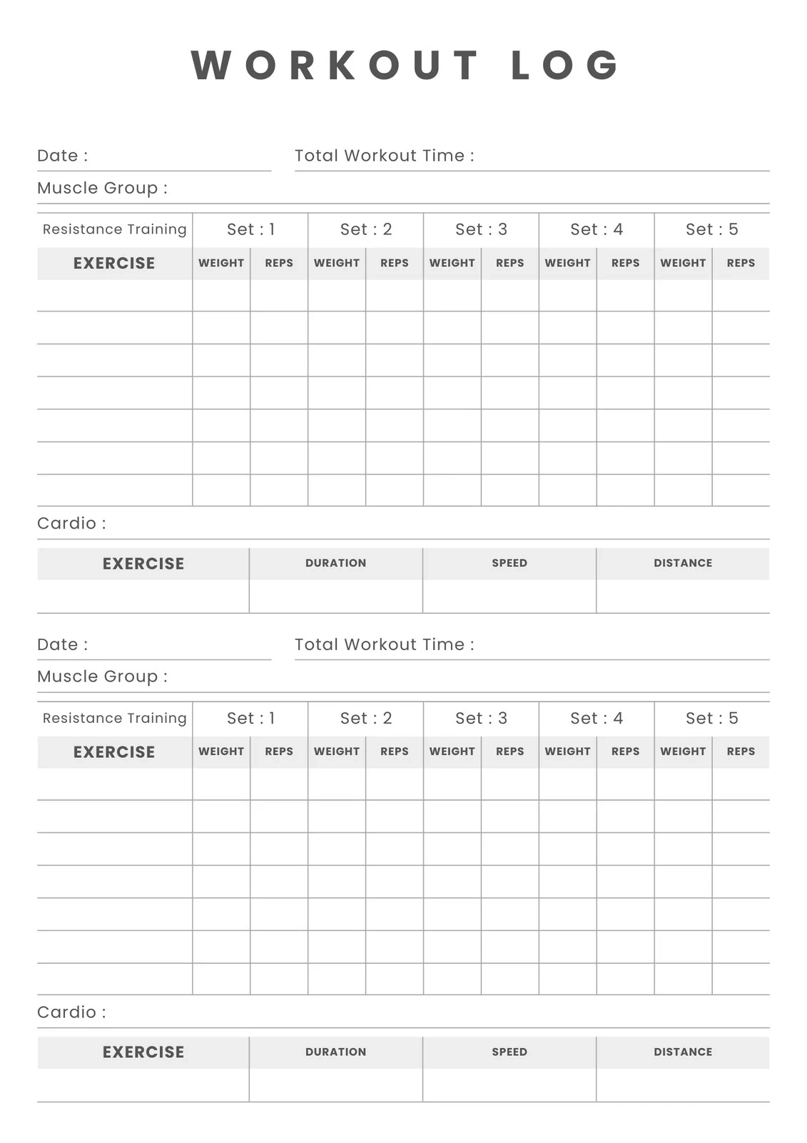 Free Custom Printable Workout Planner Templates Online Canva