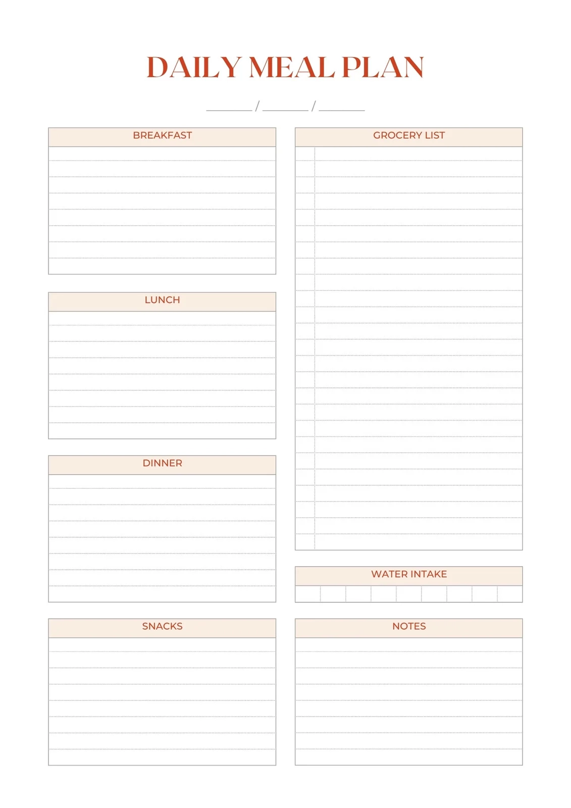 food planner template free