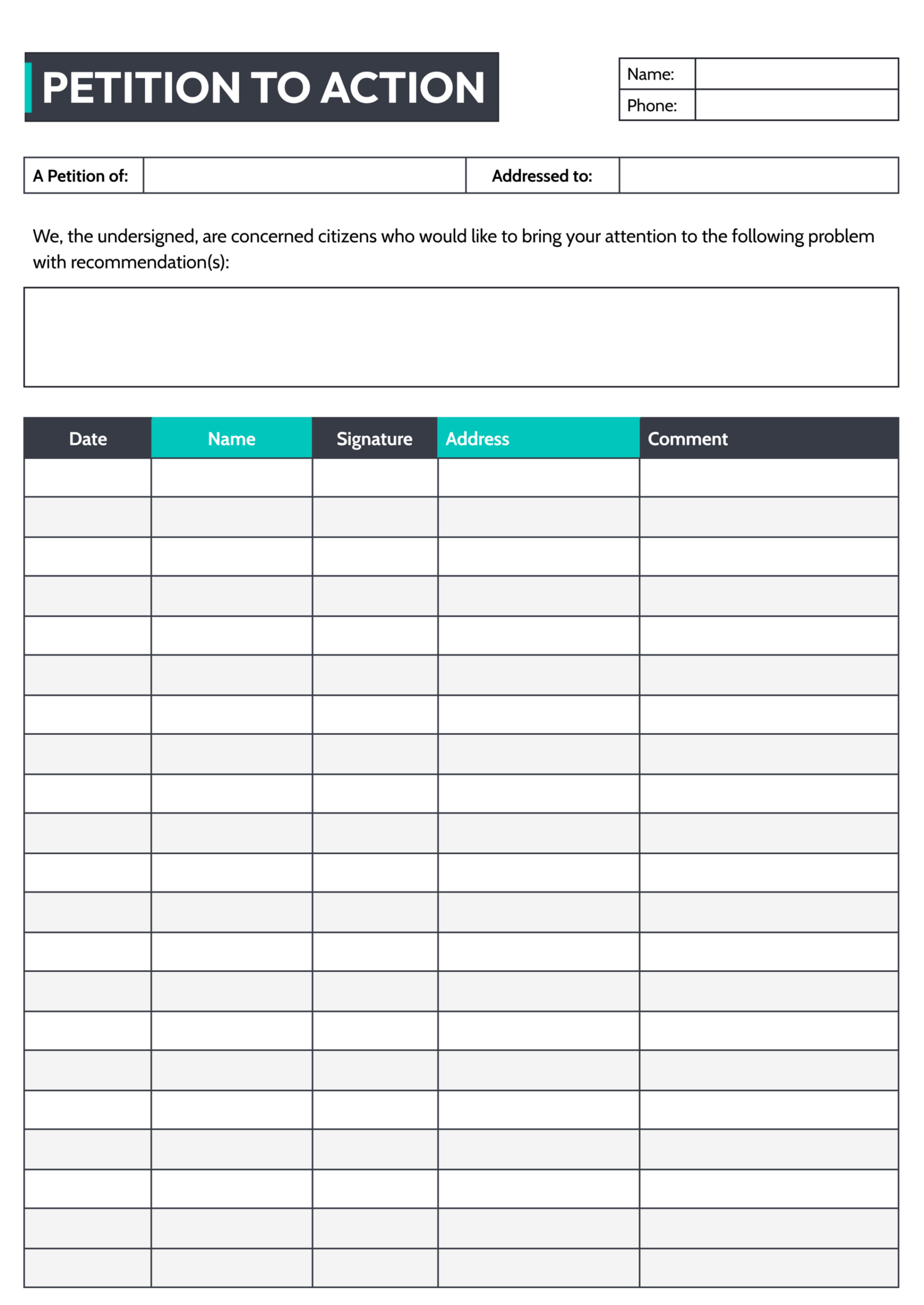 Free Customizable Petition Templates Highfile