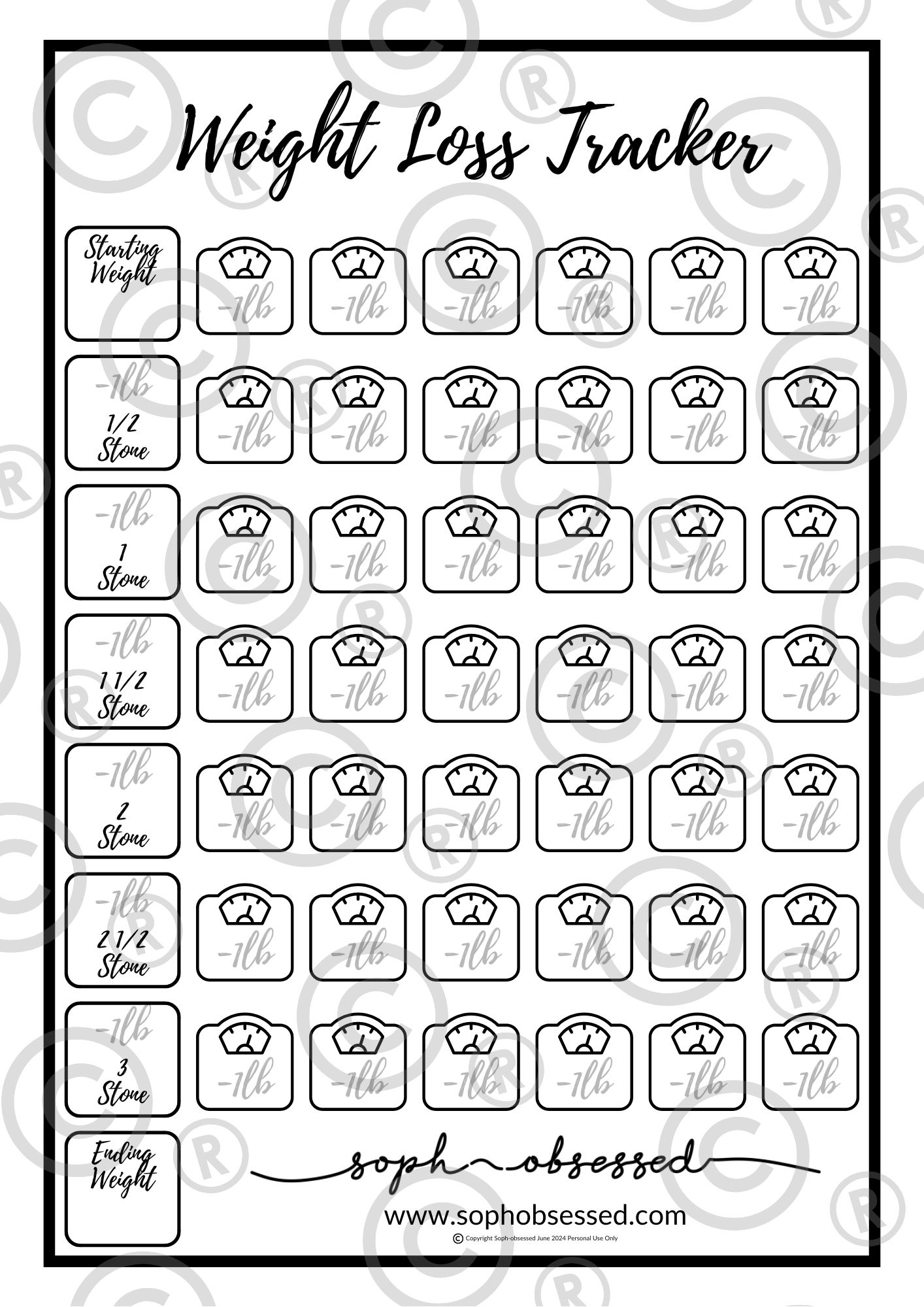 weight loss charts to print
