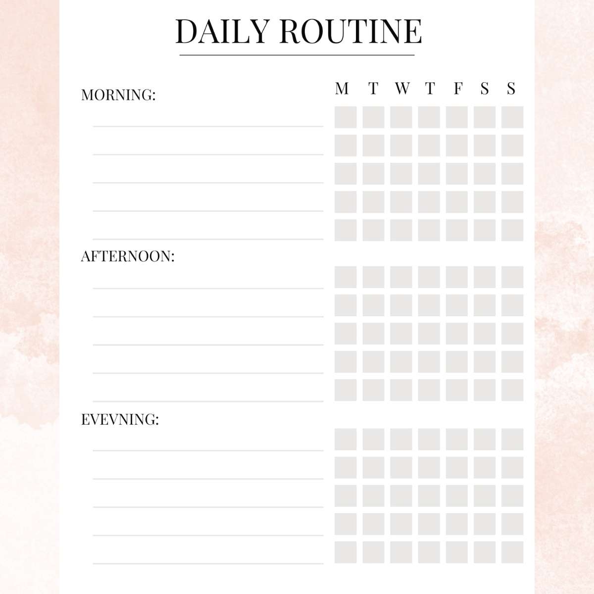 free printable daily routine chart
