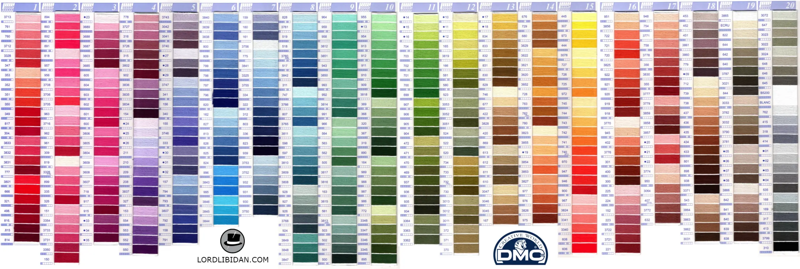 Free DMC Color Chart