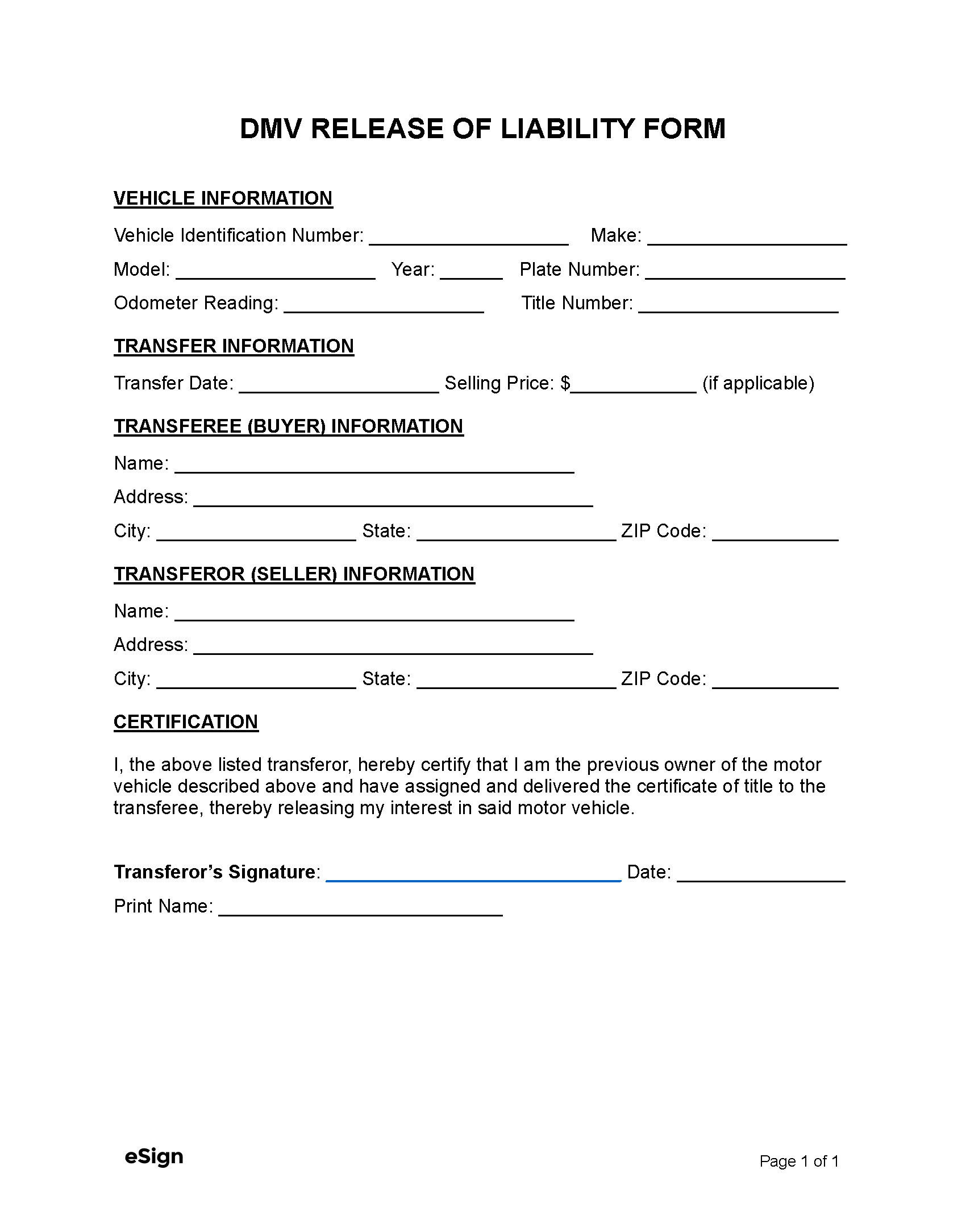 printable liability waiver form