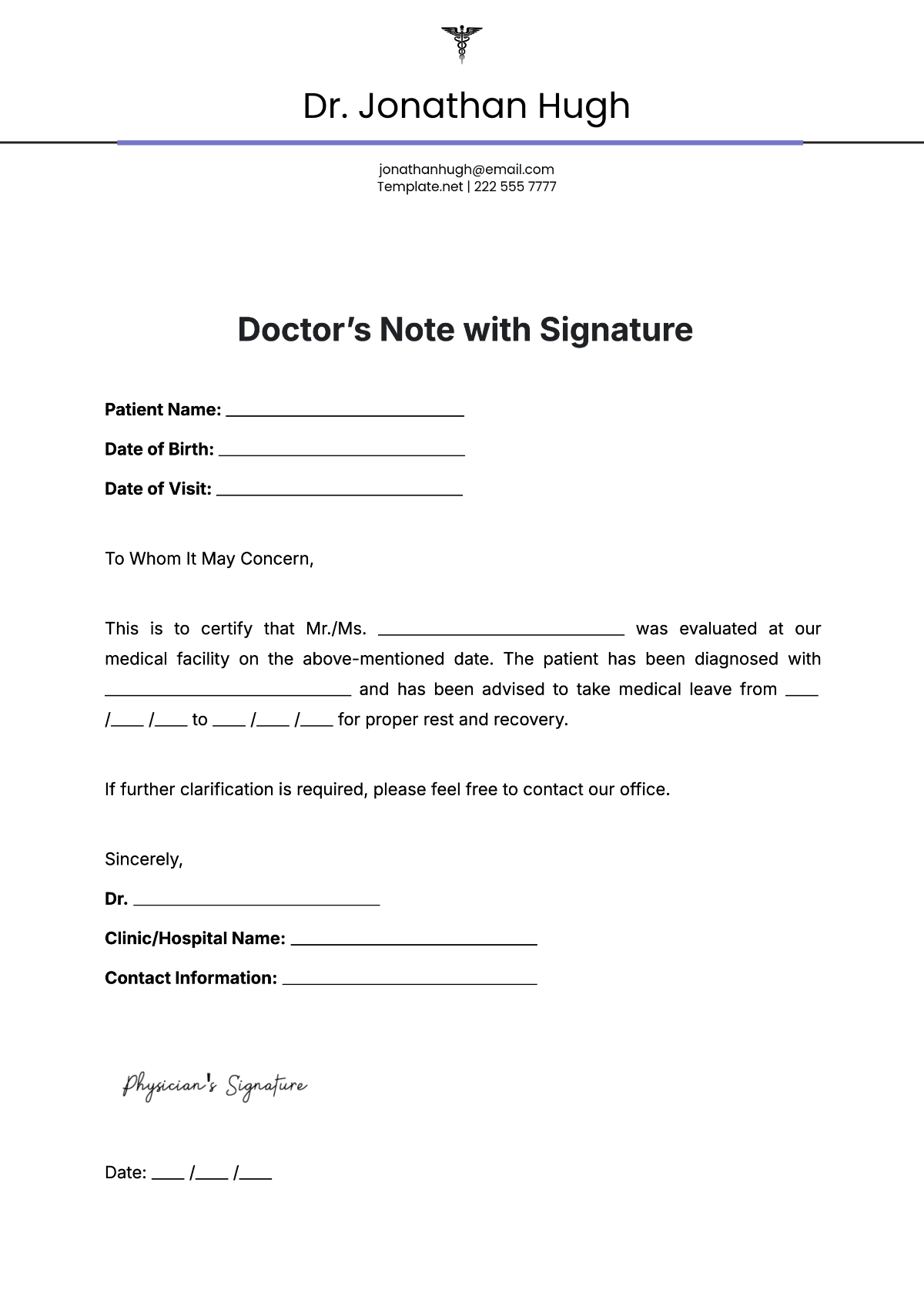 Free Doctor Note Templates To Edit Online