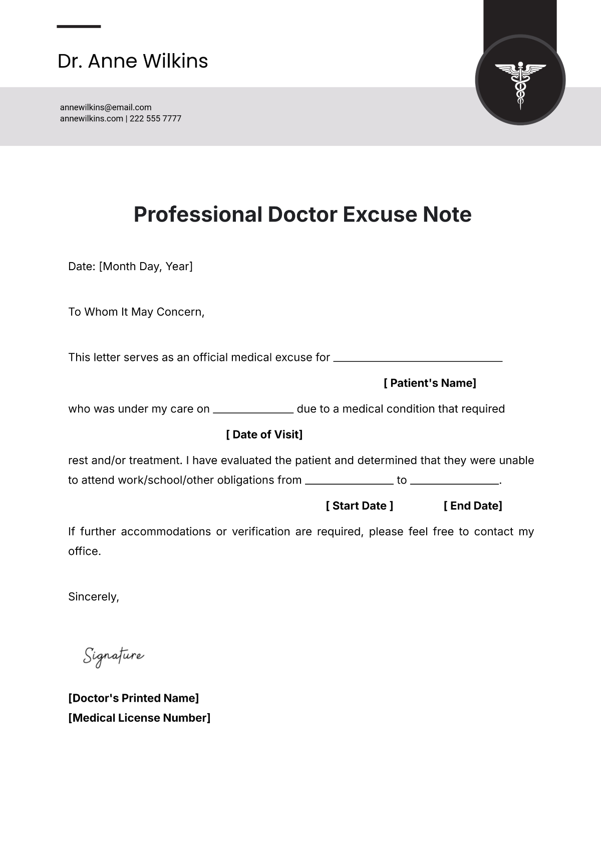 Free Doctor Note Templates To Edit Online