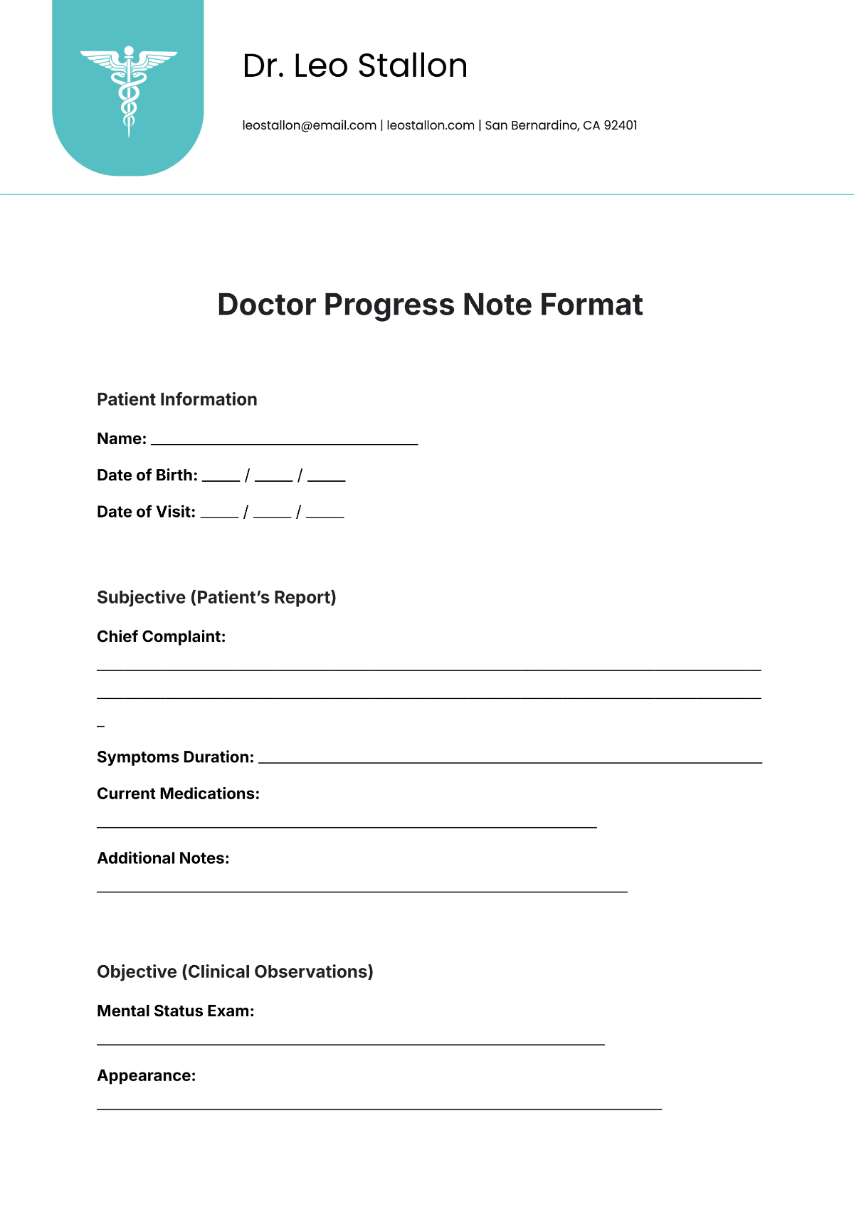 Free Doctor Progress Note Format Template To Edit Online