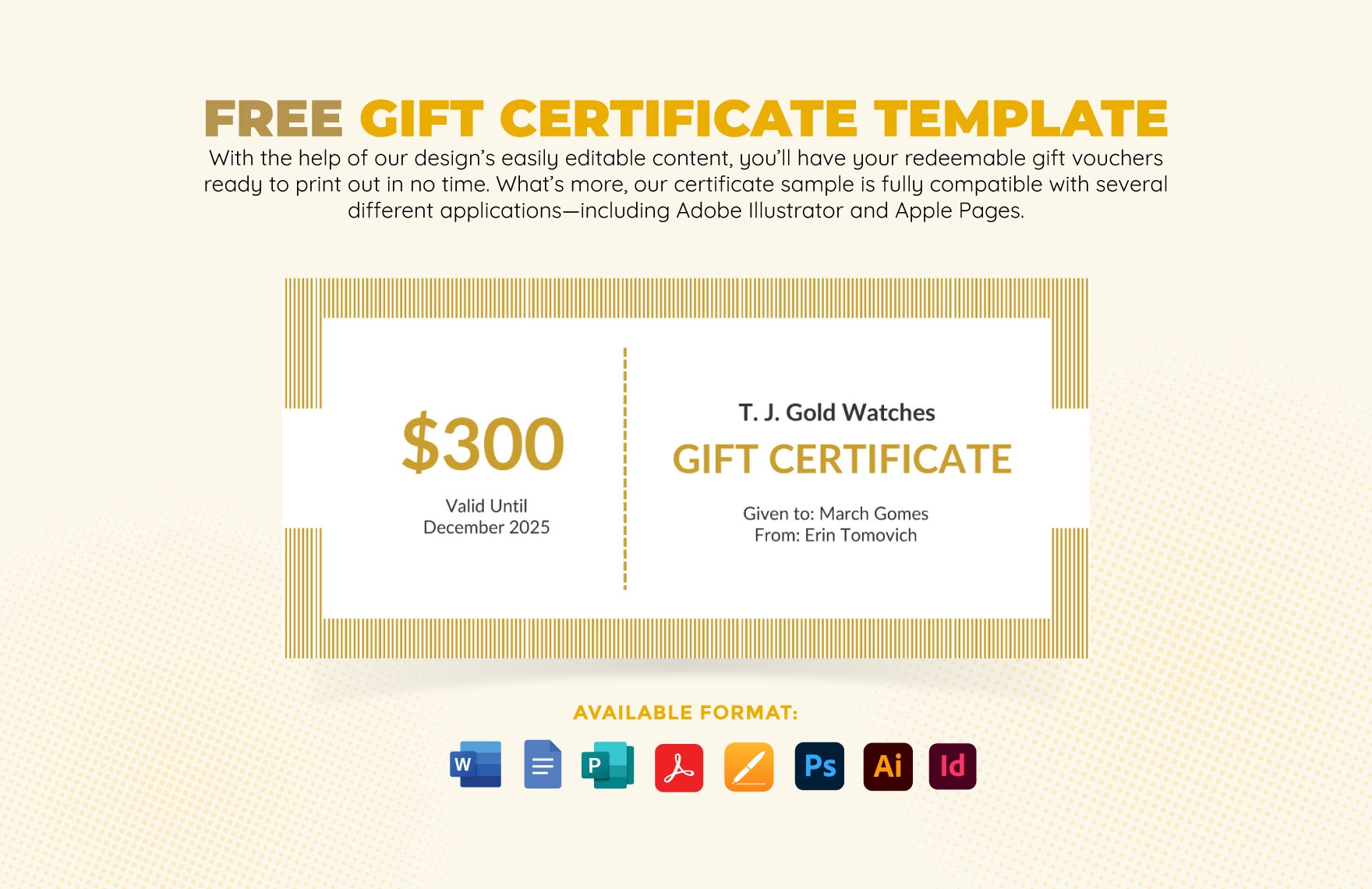 word template gift certificate