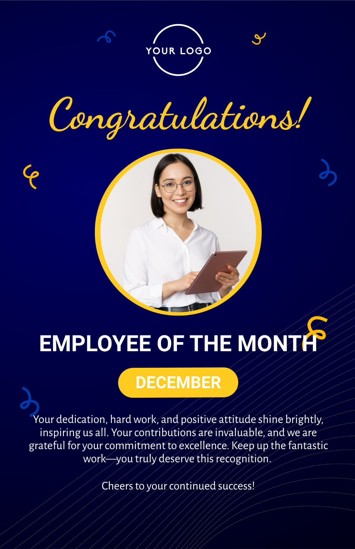 Free Employee Of The Month Poster Template To Edit Online