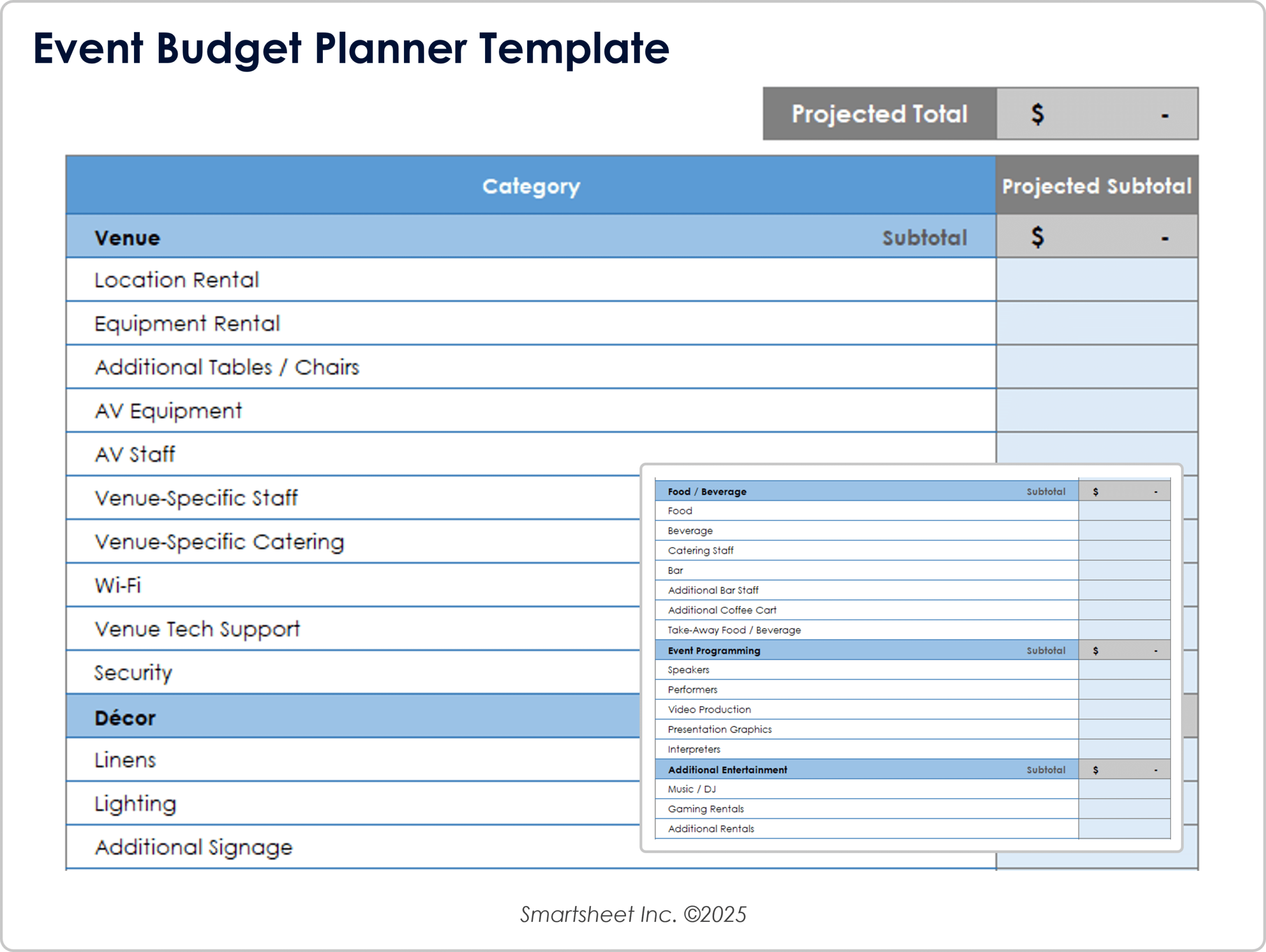 budget format for an event