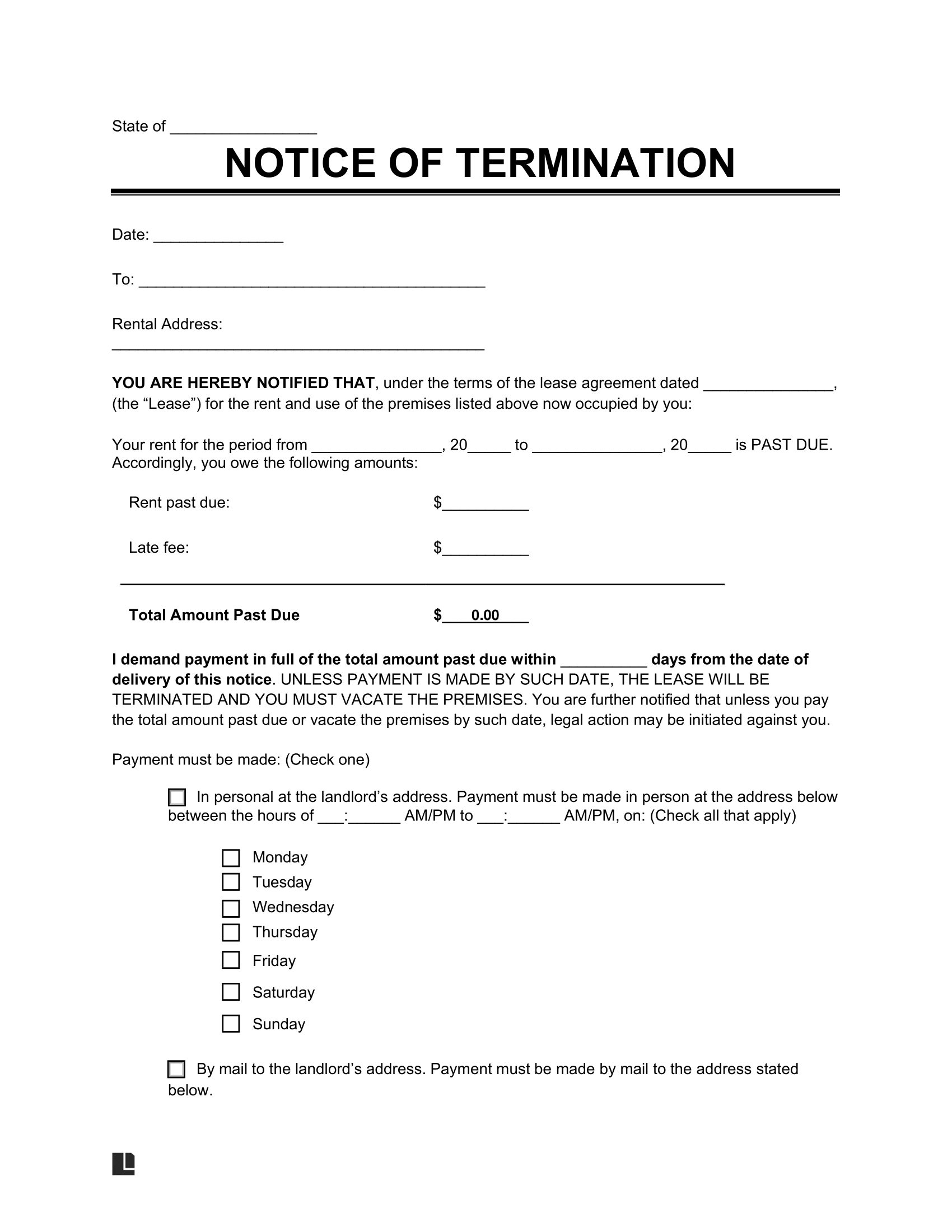 Free Eviction Notice Templates PDF Word