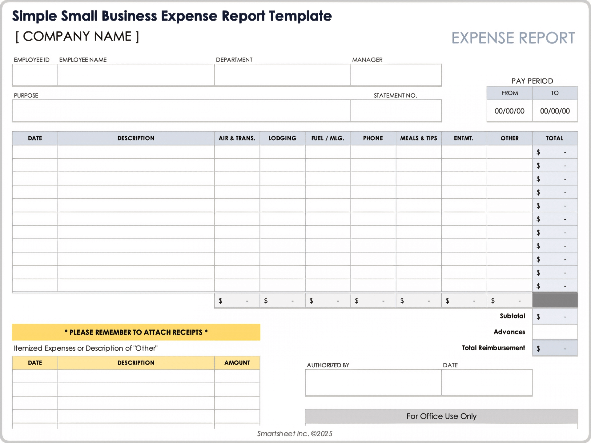 Free Expense Report Templates